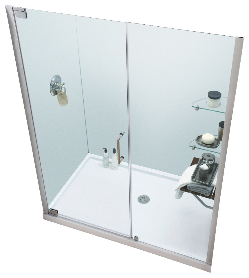 Elegance Frameless Pivot Shower Door, 47 3/4 - 49 3/4" W x 72" H, Brushed Nickel