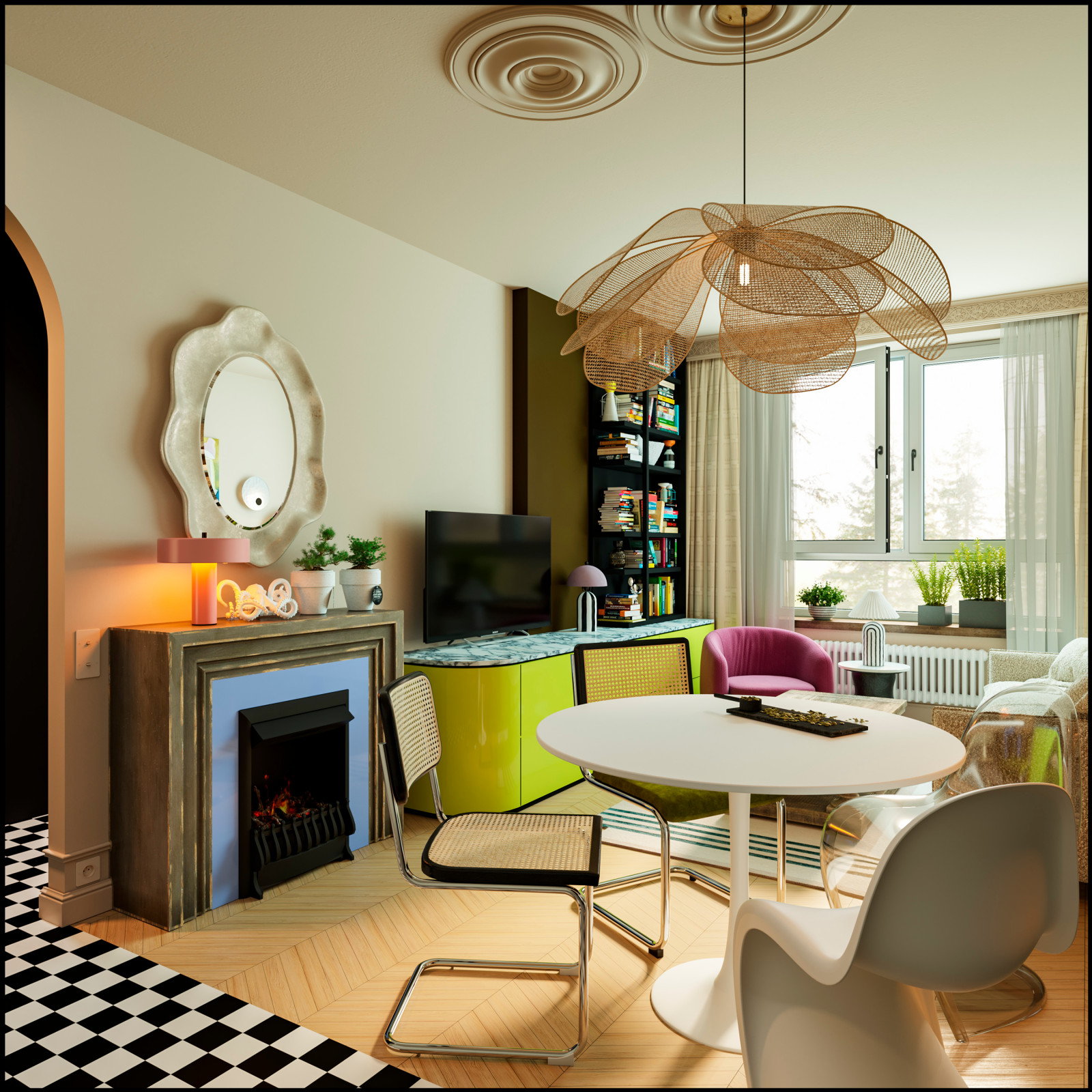 Необычная яркая современная классика на 60 м2 в квартире от ПИК