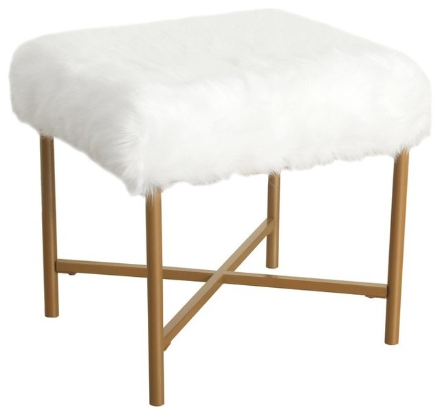 Upholstered Faux Fur Vanity Stool Contemporary Vanity Stools And