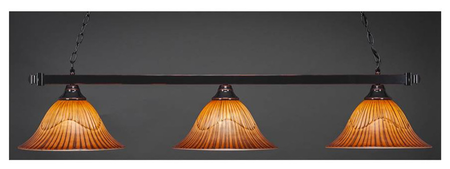 3-Light Bar with 14 in. Tiger Glass Shade