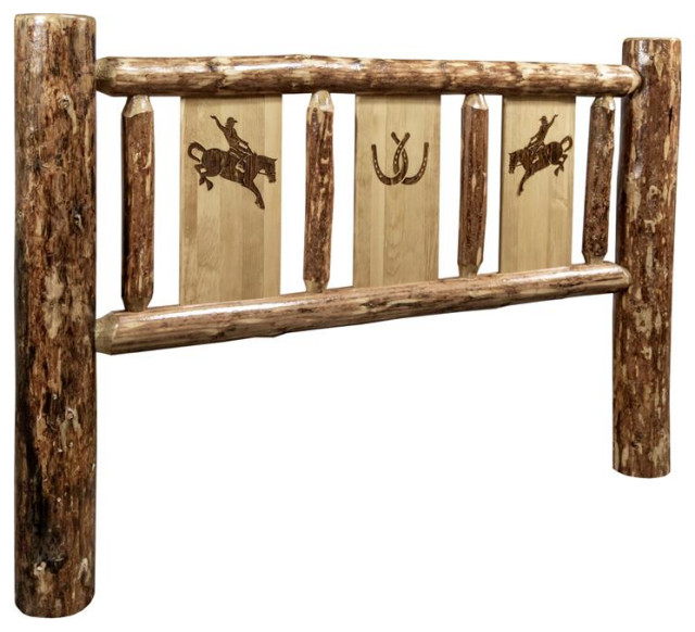 Montana Woodworks Glacier Country Hand-Crafted Wood King Headboard in Brown