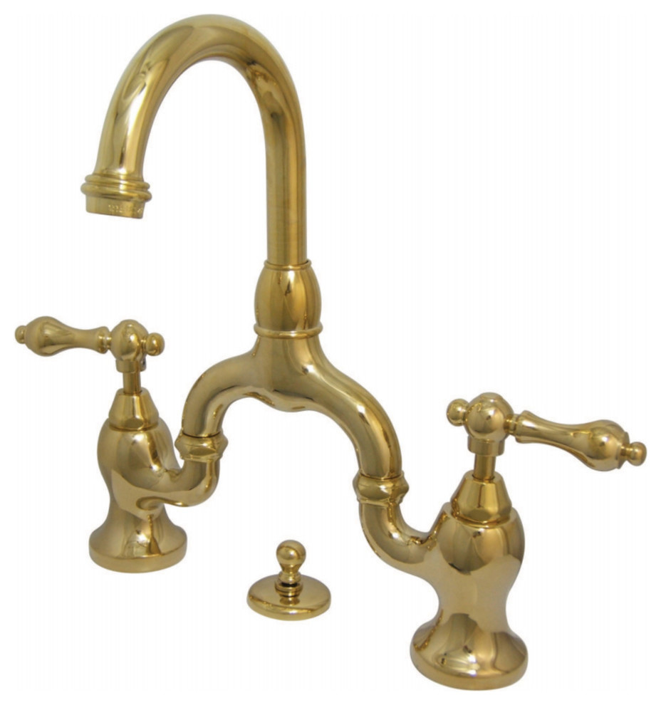 Kingston Brass Bathroom Faucet With Brass Pop-Up, Polished Brass