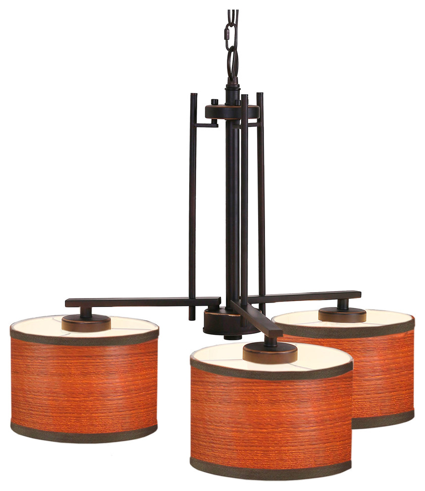 Woodbridge Lighting Hudson 3Light Veneer Shade Chandelier