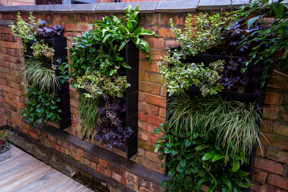 Idee per un giardino minimal esposto in pieno sole di medie dimensioni e dietro casa con sassi di fiume