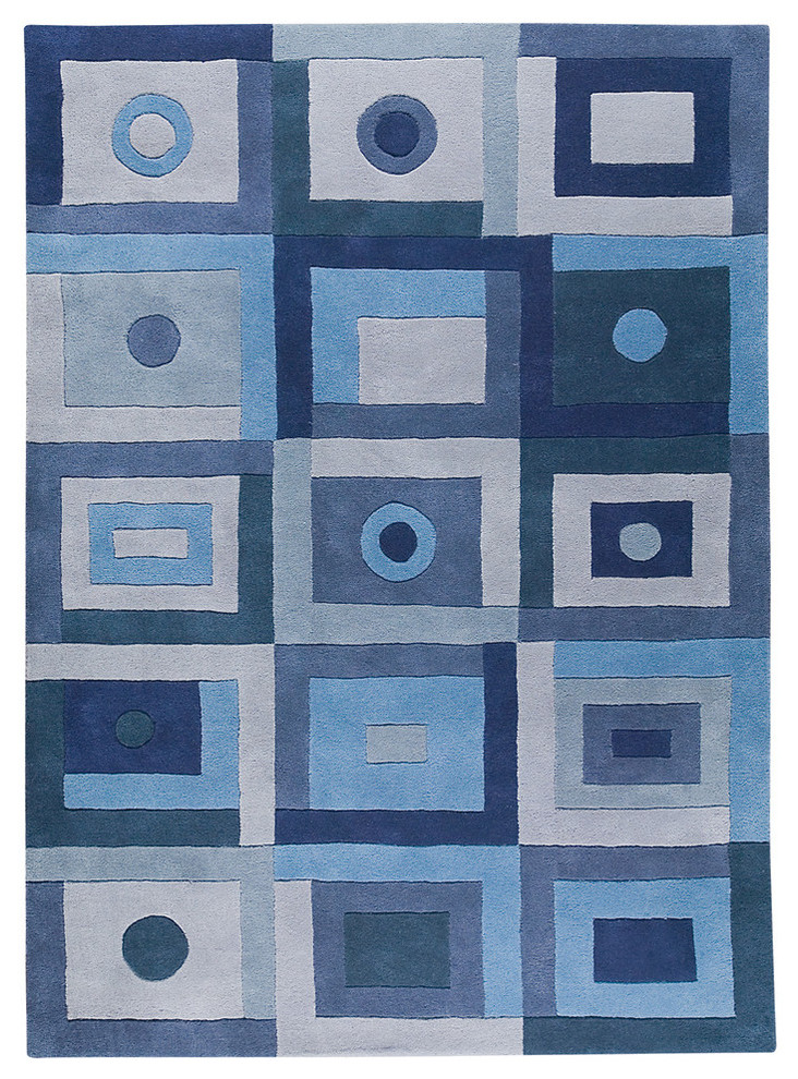 Hand Tufted Blue Wool Area Rug