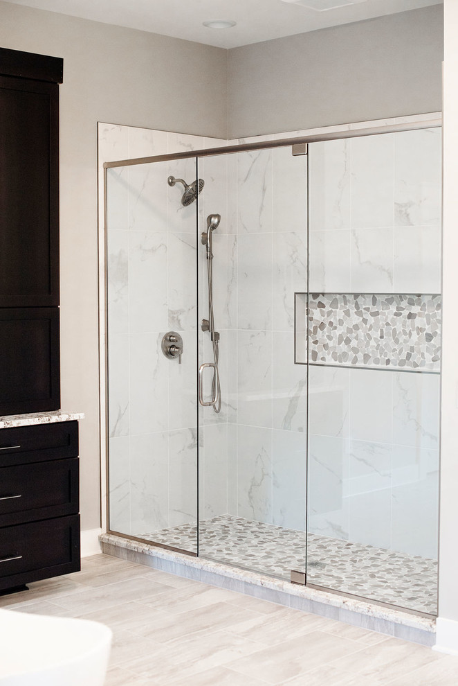 Master bathroom double shower with niche