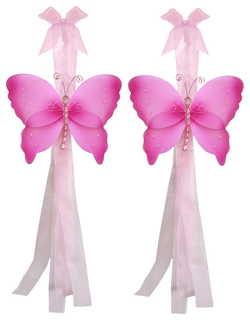 Butterfly Curtain Tie Backs Dark Pink Crystal Tieback Pair Set