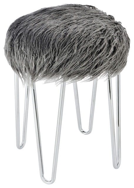 Faux Fur Vanity Stool Gray | Decoration Day Drive By Truckers