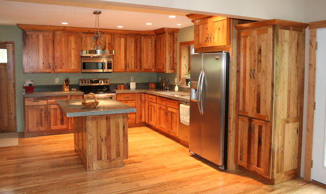 Antique Reclaimed Chestnut kitchen cabinets - Traditional - Kitchen