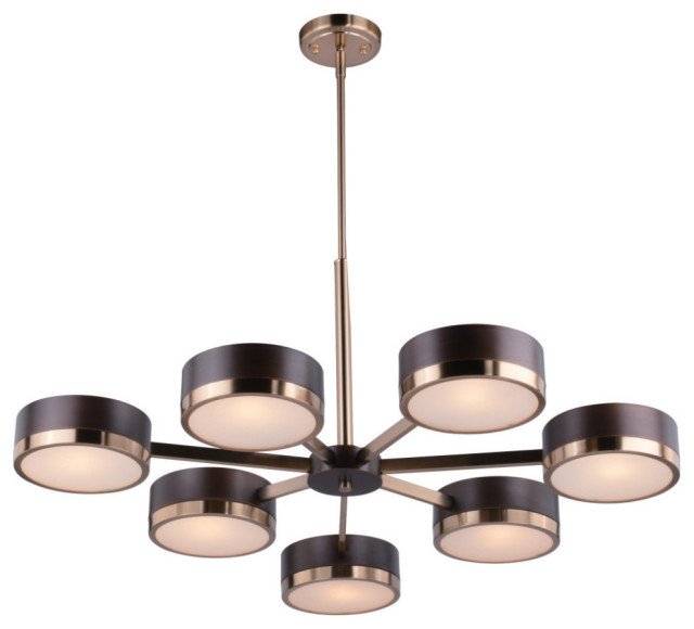 Madison 7L Chandelier Architectural Bronze and Natural Brass