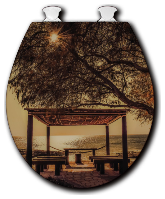 White Toilet Seat, Peaceful Resting Place Rustic Toilet Seats by