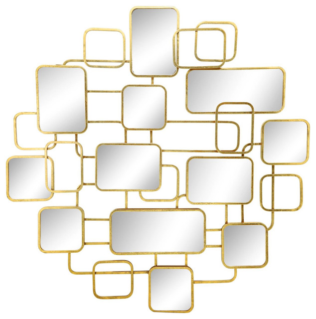 Sagebrook Home Contemporary Metal Gold Wall Accent With Mirrors 16422