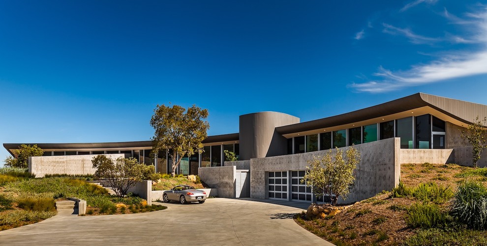 Photo of a modern one-storey glass exterior in Santa Barbara.