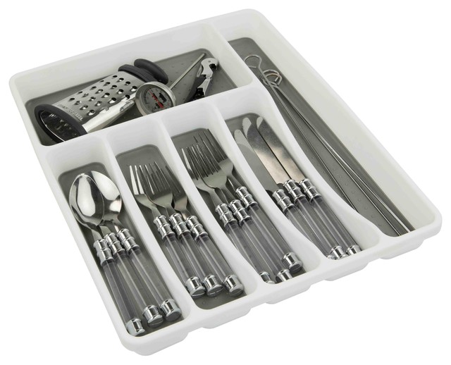 Home Basics Large Rubber Liner Cutlery Tray