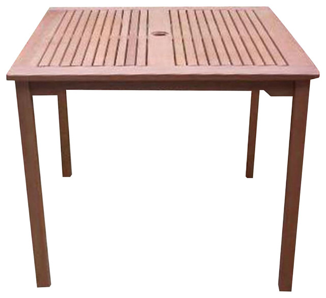Outdoor Garden Deck Patio Dining Table 35 Inch Square With Umbrella Hole