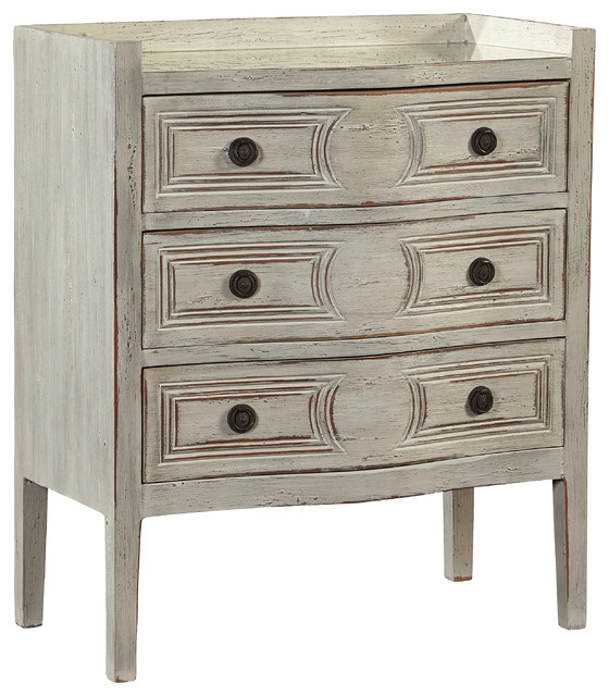 La Rochelle Small Scale 3Drawer Chest with Antiqued Mirror Top