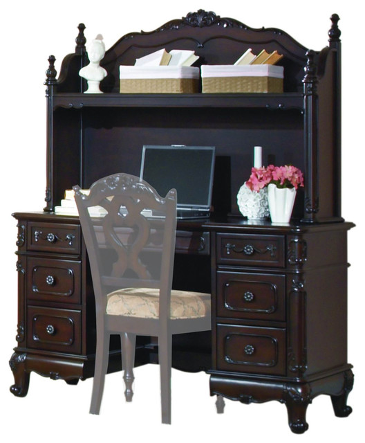Homelegance Cinderella Writing Desk With Hutch Dark Cherry