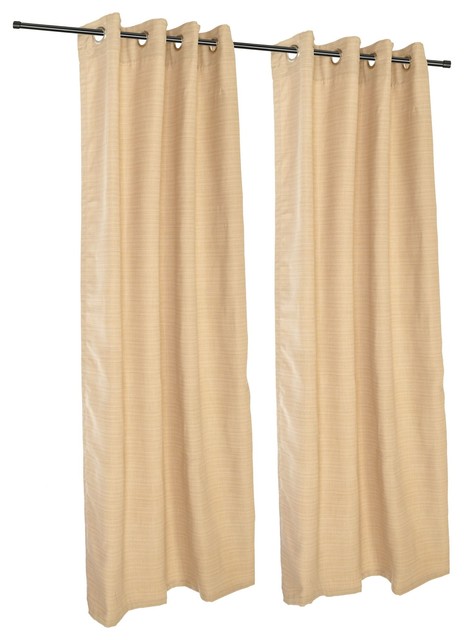 Dupione Bamboo Sunbrella Outdoor Single Panel Curtain With