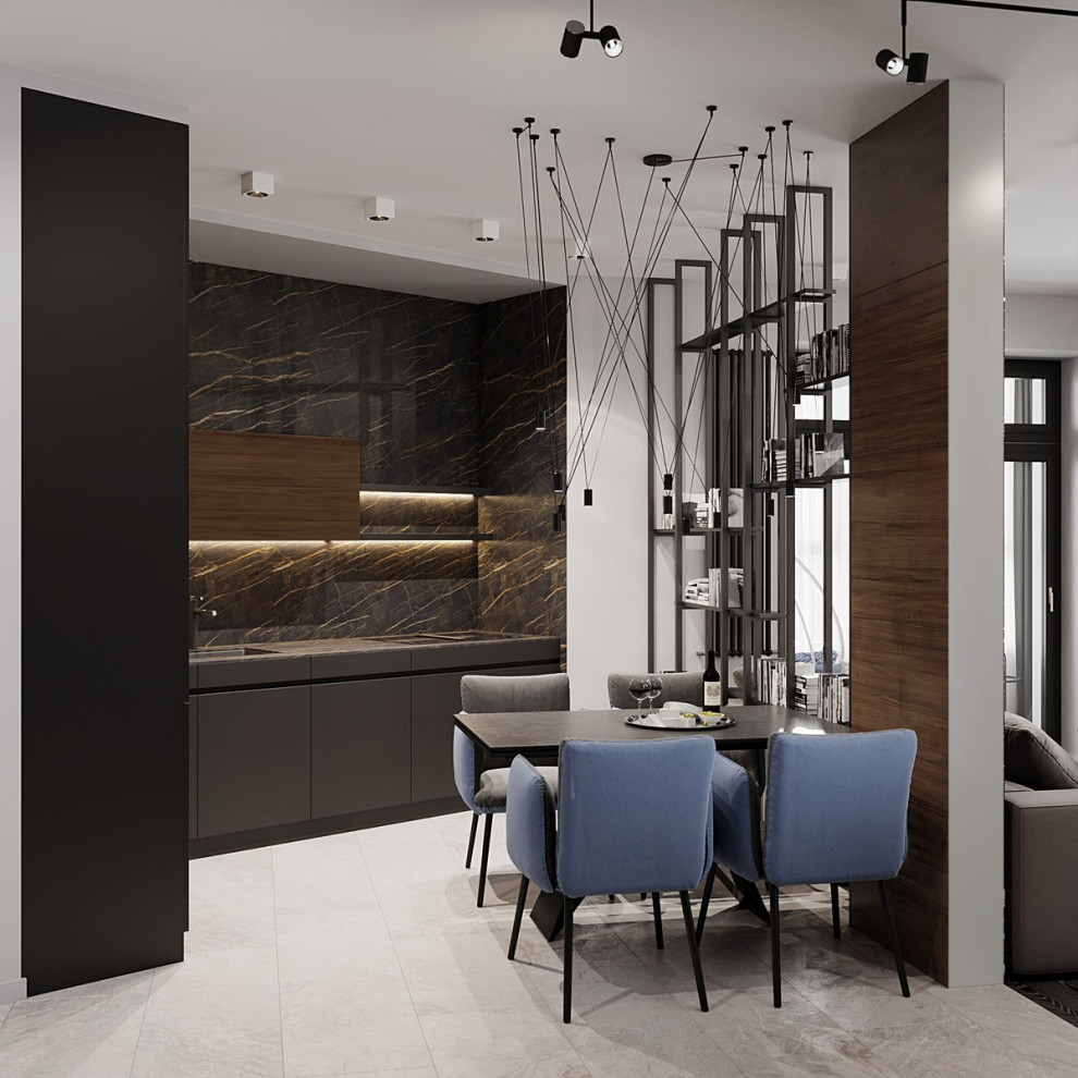 Интерьер квартиры в современном стиле, ЖК «Остров», 90 кв.м.