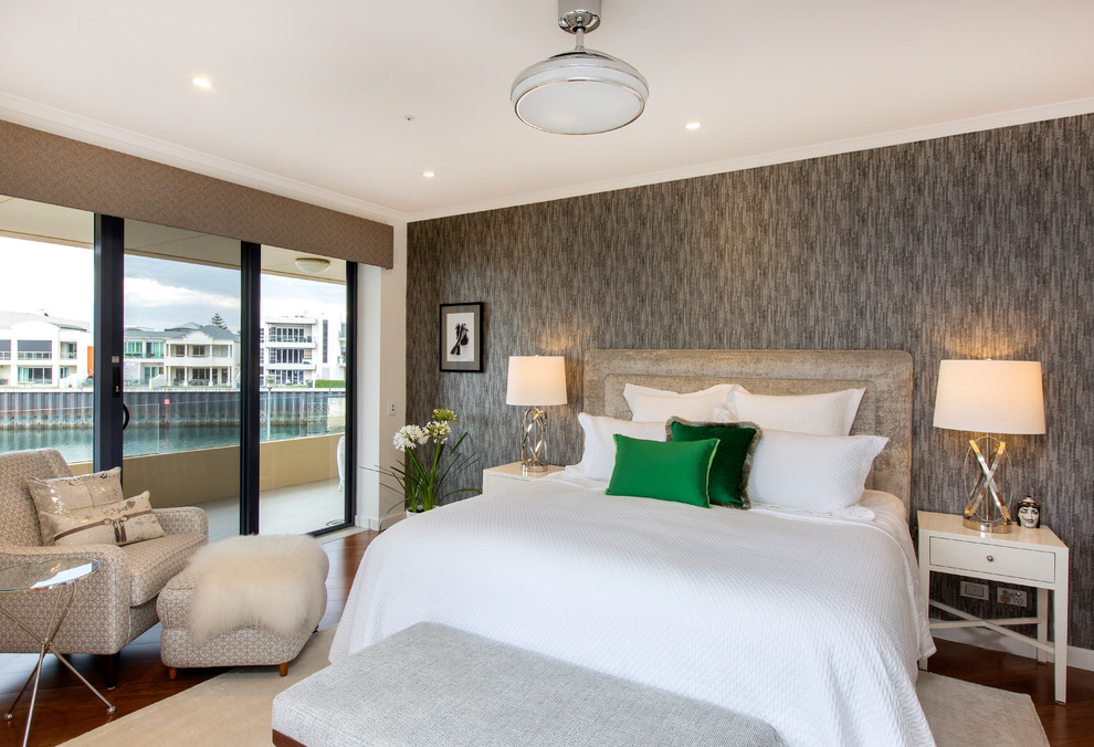 This is an example of a transitional bedroom in Adelaide.
