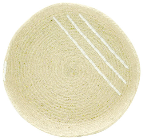 Jute Tray With White Accents, Medium