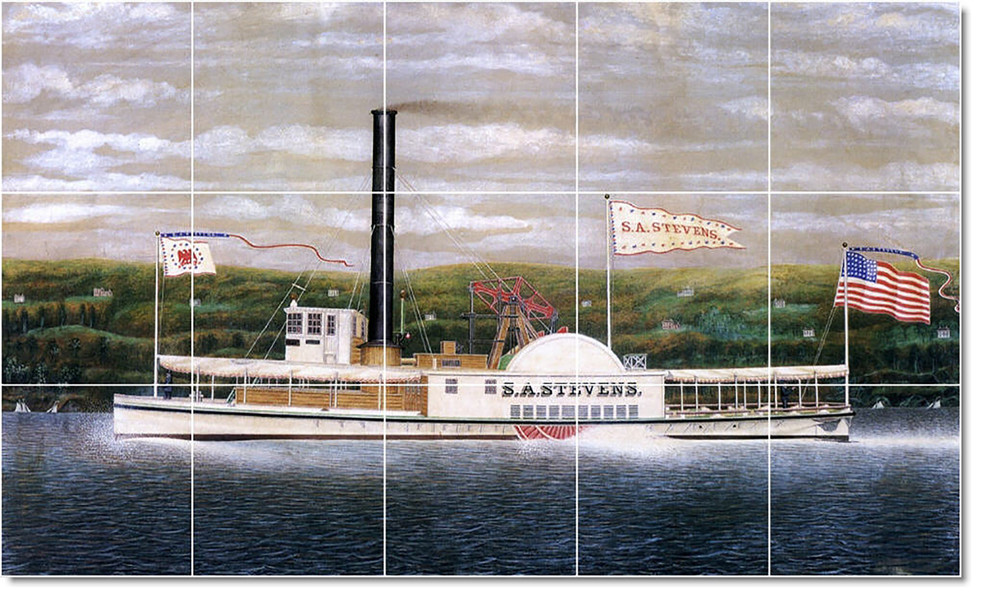 James Bard Ship Boat Painting Ceramic Tile Mural #91, 40"x24"