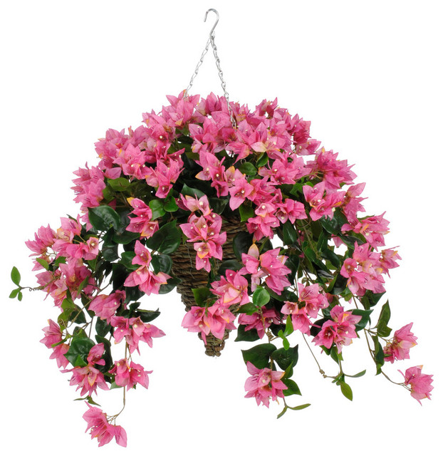 Artificial Orchid Pink Bougainvillea in Cone Hanging 