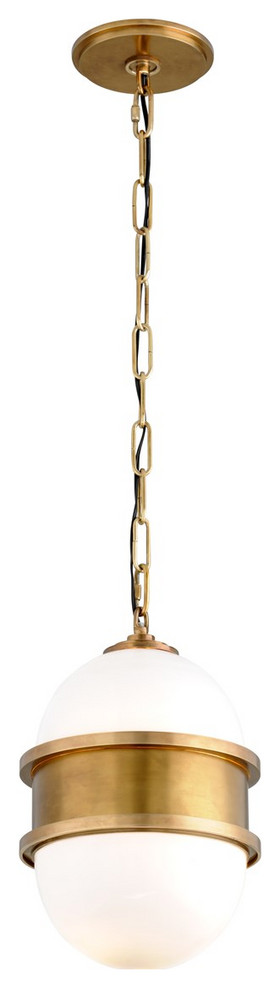 Vintage Brass Globe Pendant Light with LED and Glass Details