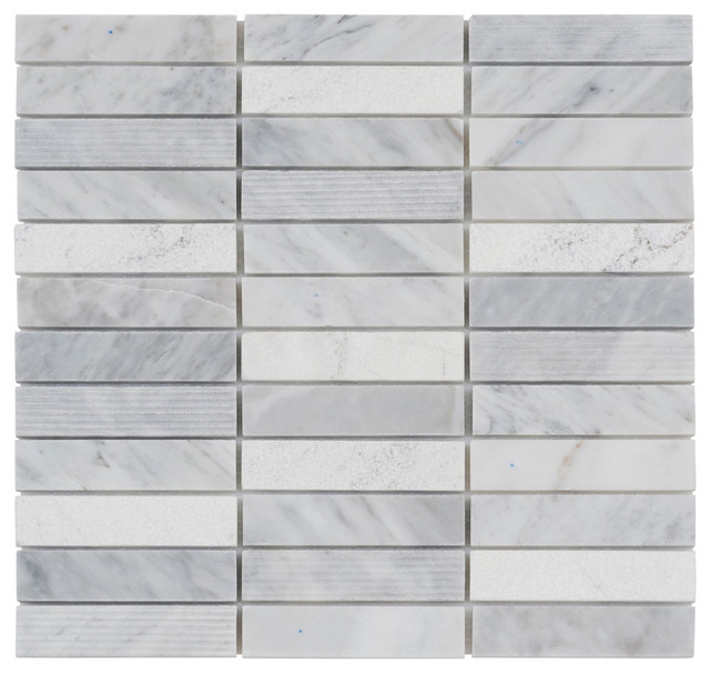 White Carrara Marble Mosaic Tile Texture Stacked Backsplash Contemporary By Modket - Mini Marble Mosaic Tile Backsplash White Carrara Marble Mosaic Tile Texture Stacked Backsplash Contemporary By Modket - Mini Marble Mosaic Tile Backsplash