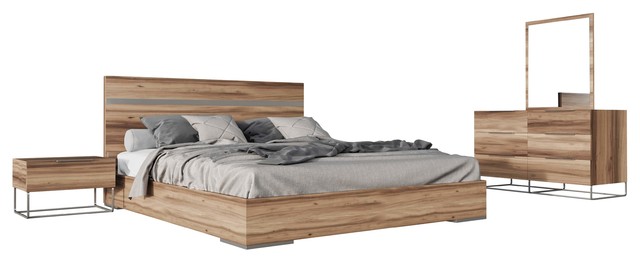 nova domus lorenzo italian modern walnut bedroom set - contemporary
