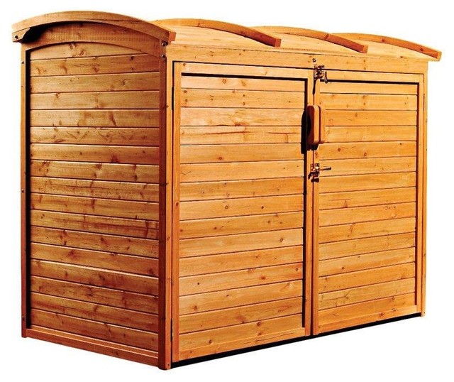 Outdoor 34"x62" Wooden Storage Shed With Lockable Doors Transitional