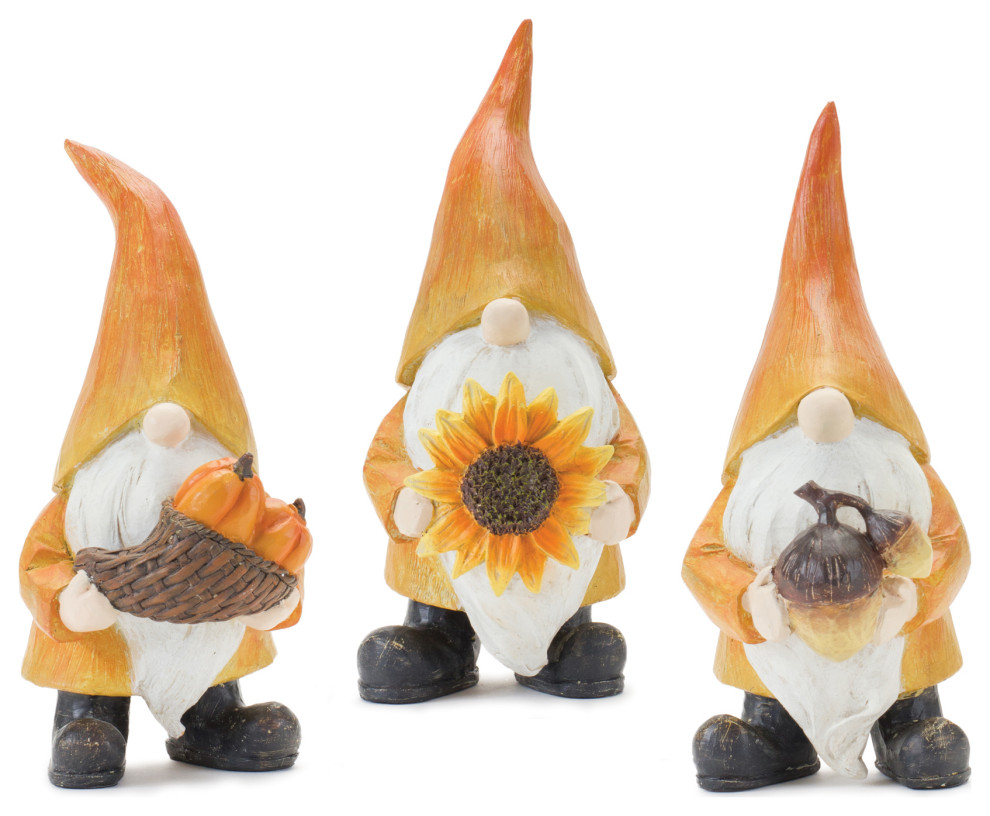 Fall Harvest Gnome Figurine, Set of 3 - Farmhouse - Holiday Accents And ...