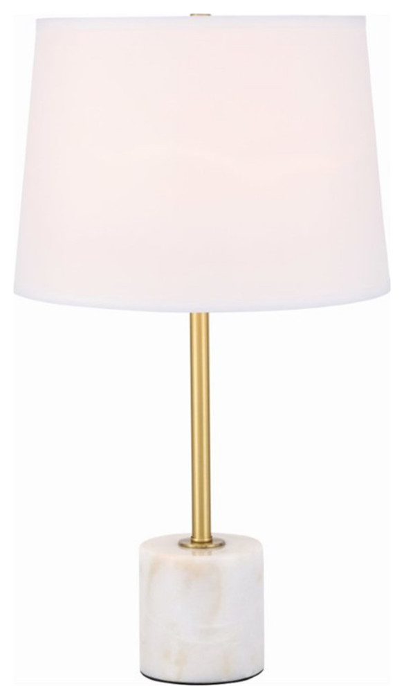 Maklaine Modern Marble Base Table Lamp in White and Brushed Brass