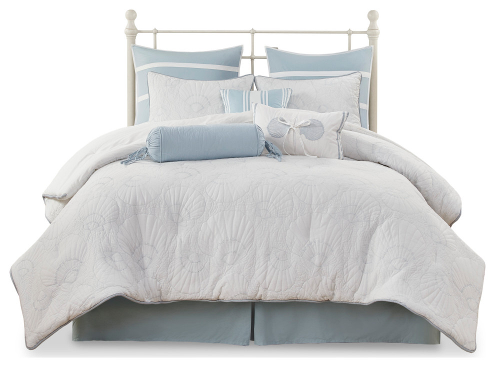 Harbor House Crystal Beach Coastal 4Piece Comforter Set, White and