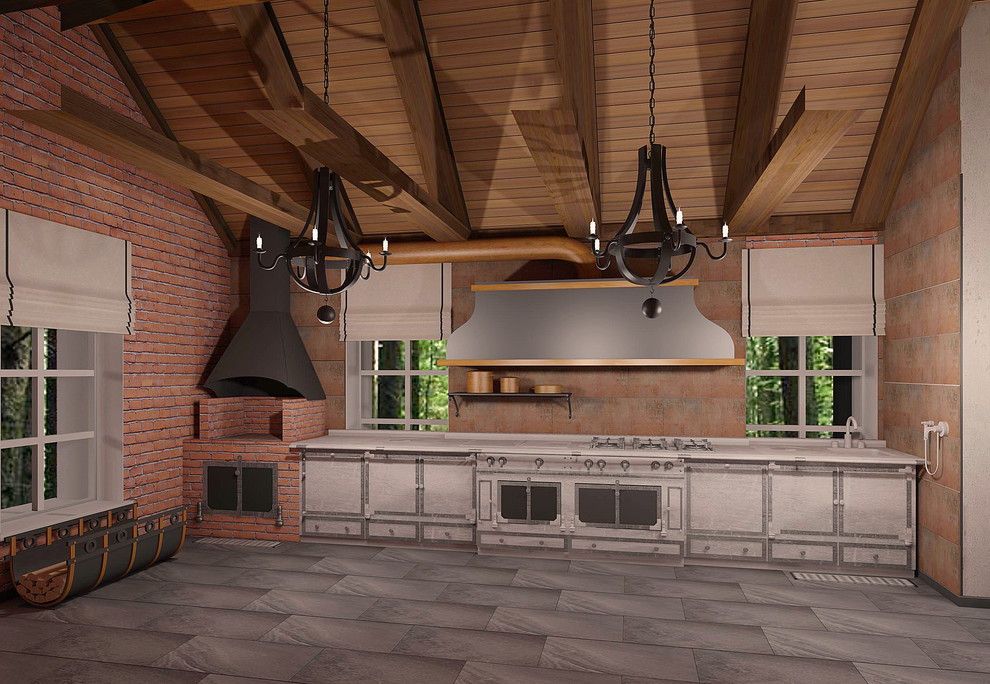 Летняя кухня в стиле лофт