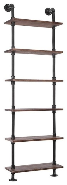 Industrial Display Storage Unit, Pine Wood With Iron Frame, 6-Compartment