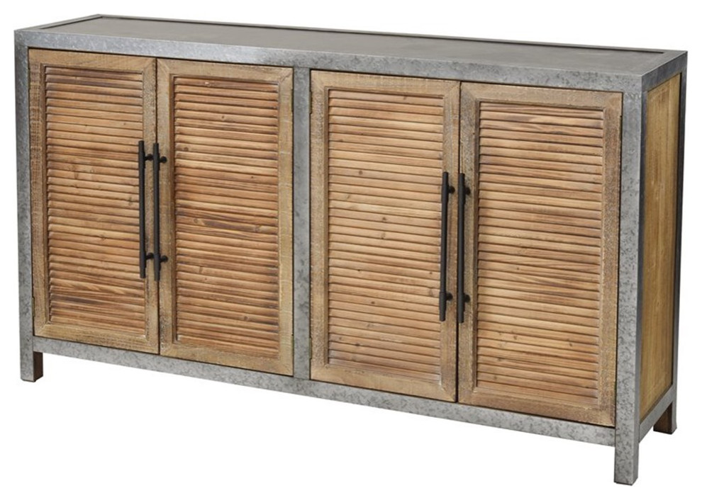 Sterling Badlands 2-Door Cabinet In Drifted Oak, Aged Iron