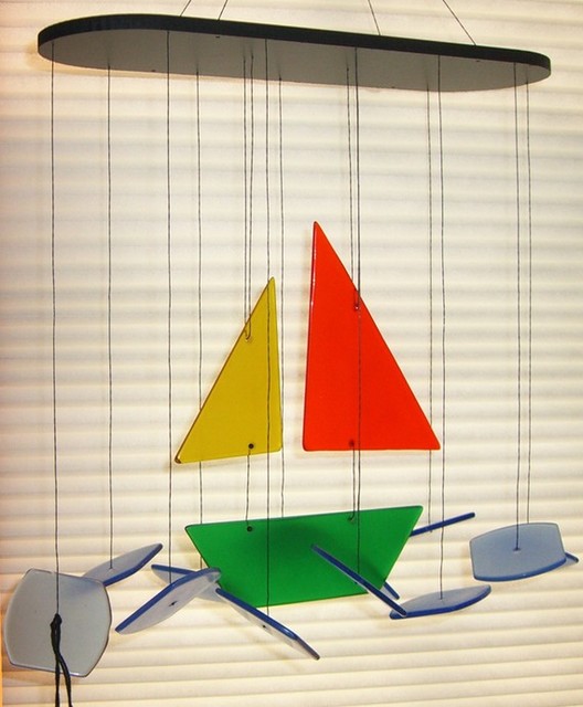 Carefree Sailboat Glass Wind Chime by Harvest Gold Gallery contemporary-wind-chimes