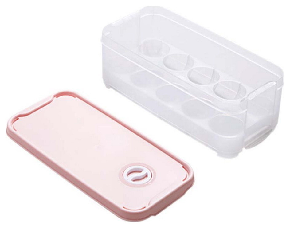 Set of 2 Egg Holder Egg Container With Lid 10 Grid Each Eggs Box Plastic,A
