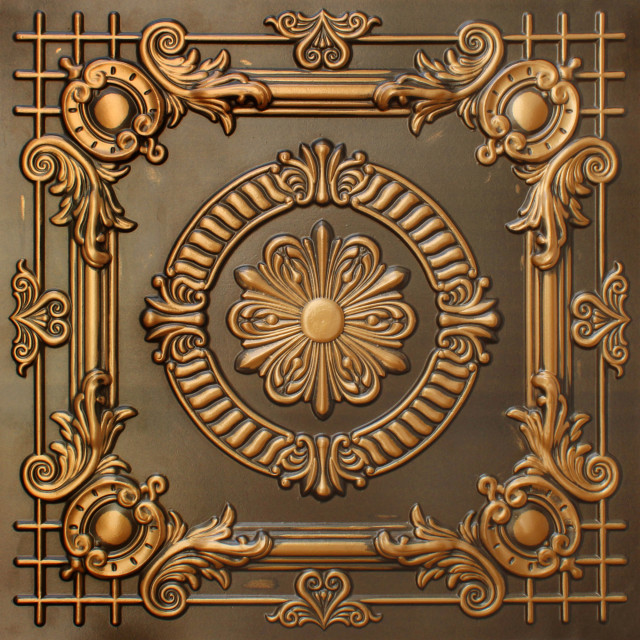 Antique Gold 3D Ceiling Panels, 2'x2' - Midcentury - Ceiling Tile - by ...