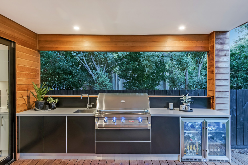 Design ideas for a beach style home design in Melbourne.