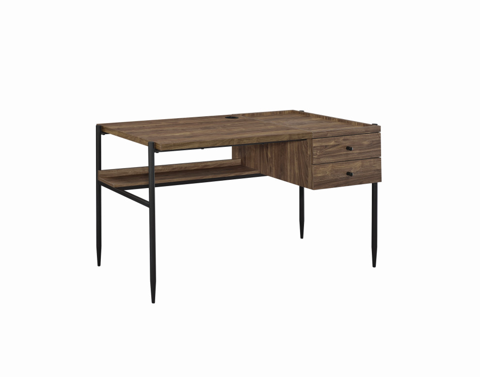 Benzara BM196784 Transitional Style 2 Drawer Wooden Writing Desk, Brown