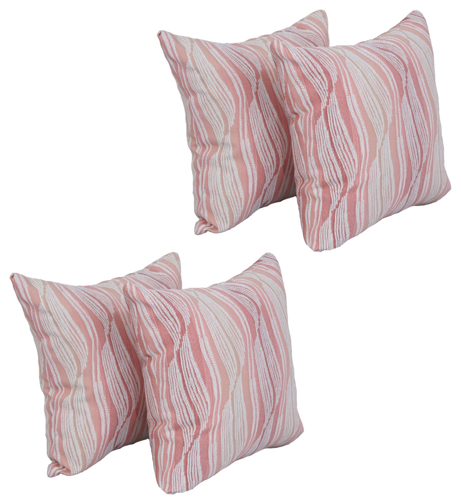 17" Jacquard Throw Pillows With Inserts, Set of 4, Clove Blush Contemporary Decorative