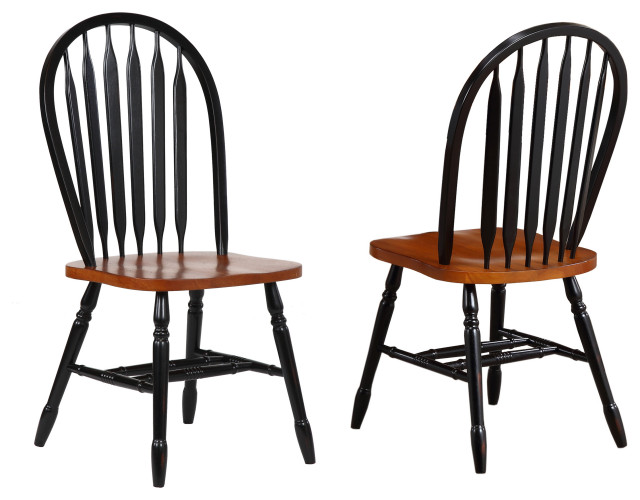 Sunset Trading Arrowback Dining Chairs Distressed Antique Black Cherry Set Of 2 Dining Chairs By Gwg Outlet