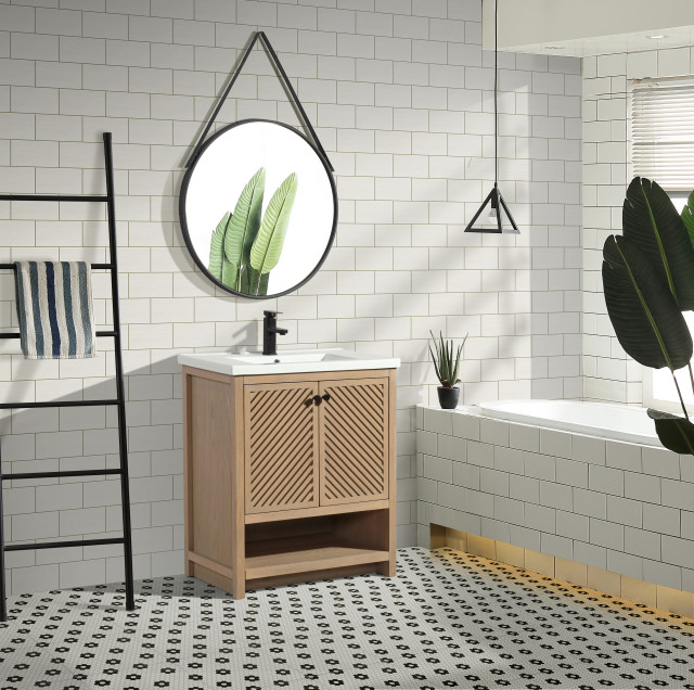 Selena Bathroom Vanity, Oak, 30", Single Sink, Freestanding ...