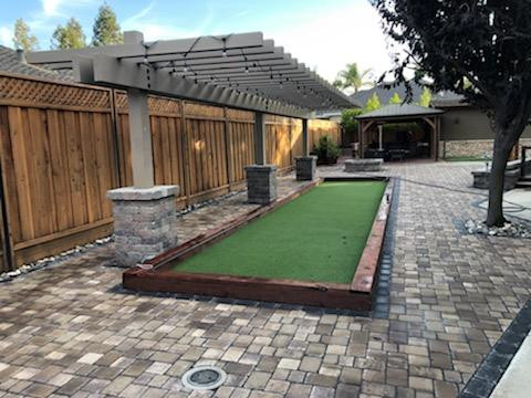 Bocce Ball Court, Paver Patio and Fire Pit