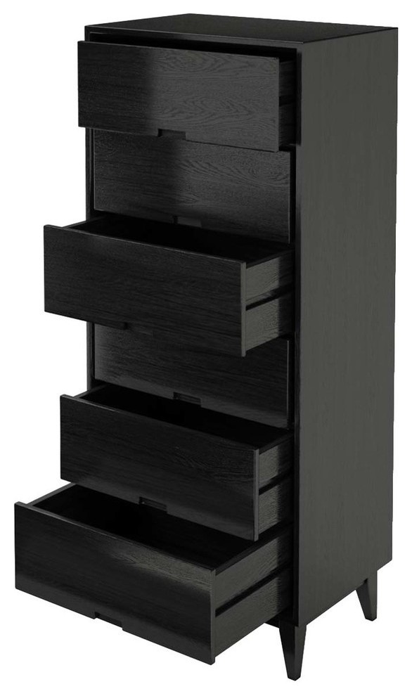 Modern Simplicity Mocha Solid Wood 6 Drawer Tall Dresser Transitional