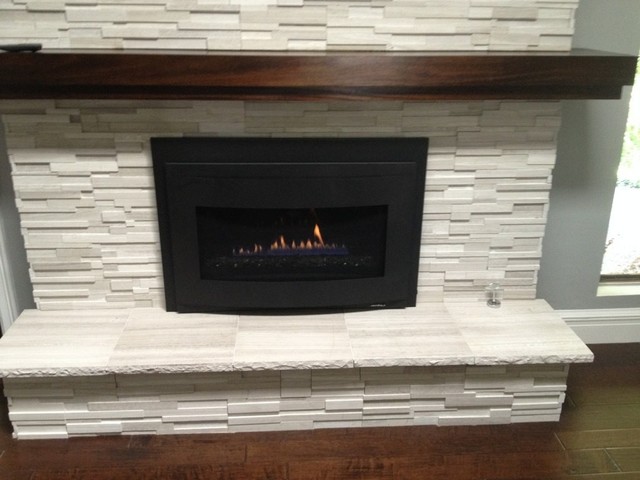Fireplace Insert Transitional Family Games Room Dallas