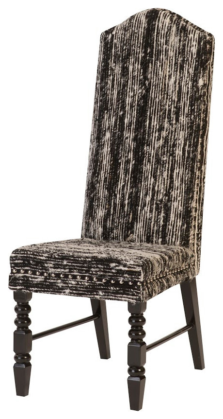 Manhattan Dining Chair, Eco Viscose Black, Black Wooden Legs