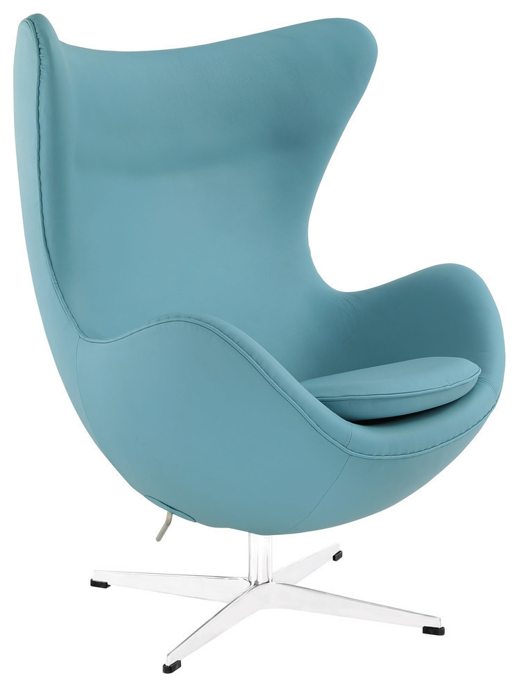 Glove Leather Lounge Chair in Baby Blue